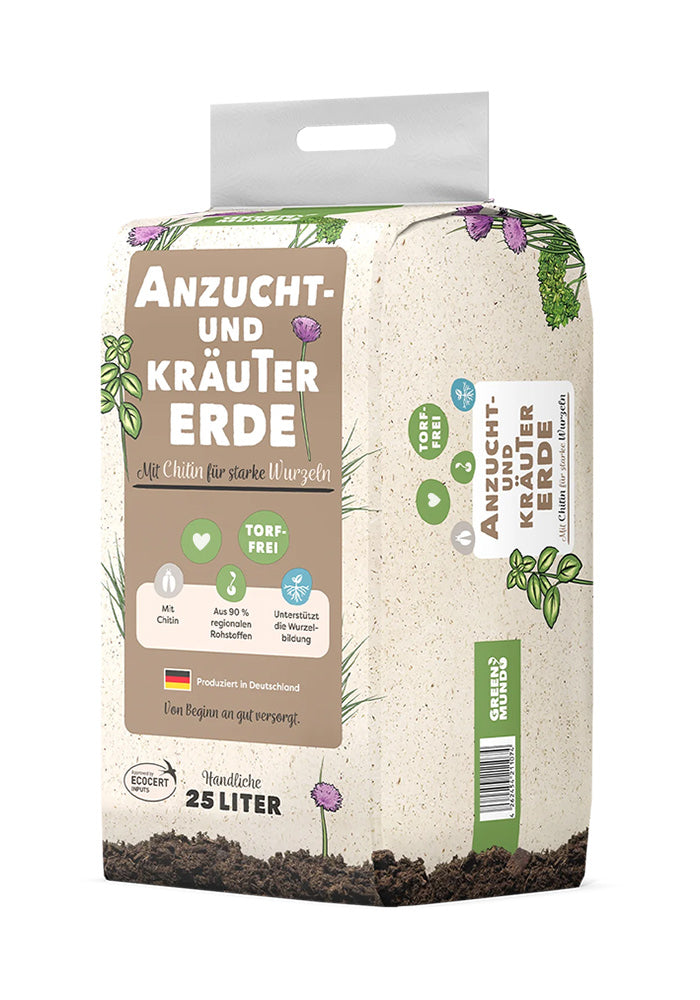 Anzucht- und Kräutererde mit Chitin für starke Wurzeln